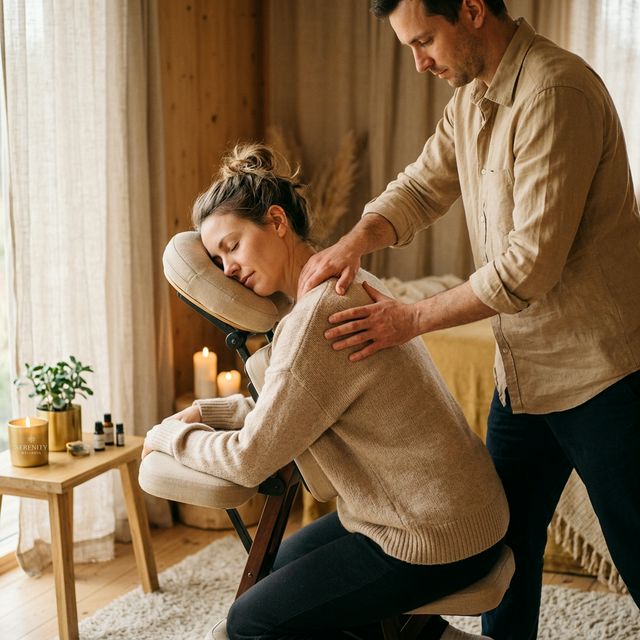 Massage Amma Assis sur chaise ergonomique