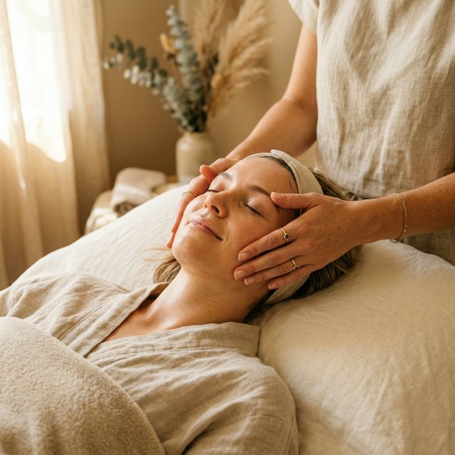 Massage du visage soin doux et relaxant