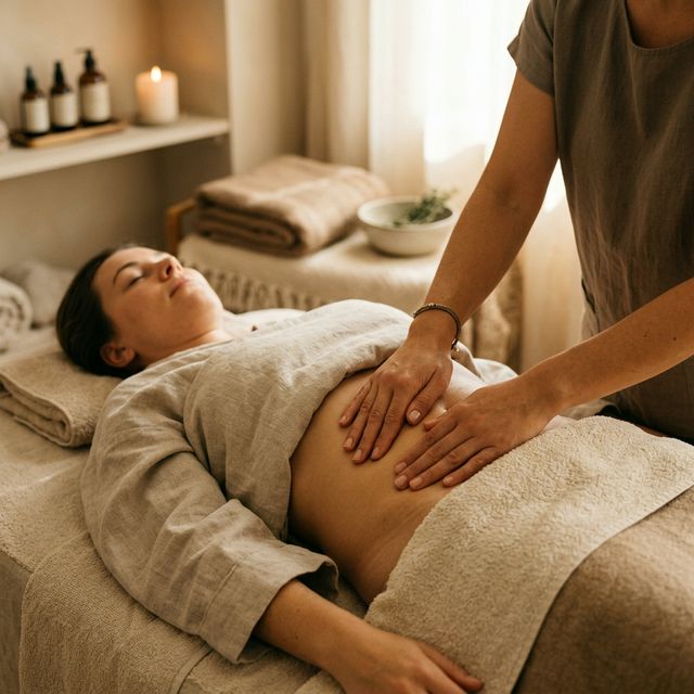 Massage Sarasvati massage du ventre ayurvédique